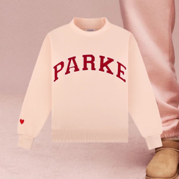Parke Tops - PARKE | BRAND NEW! 2026 Valentines Day Varsity Mockneck In Peony + Crimson
